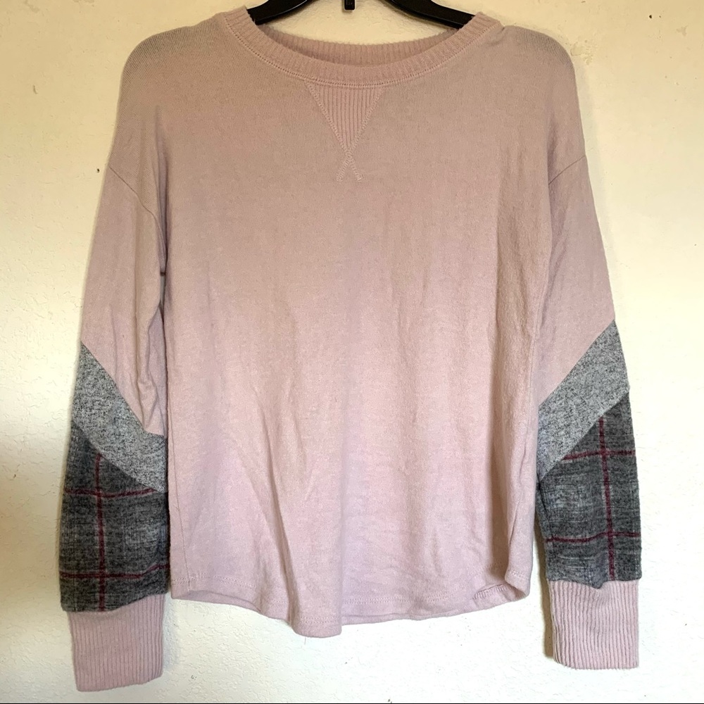 Hippie Rose Pink and Plaid Sweater